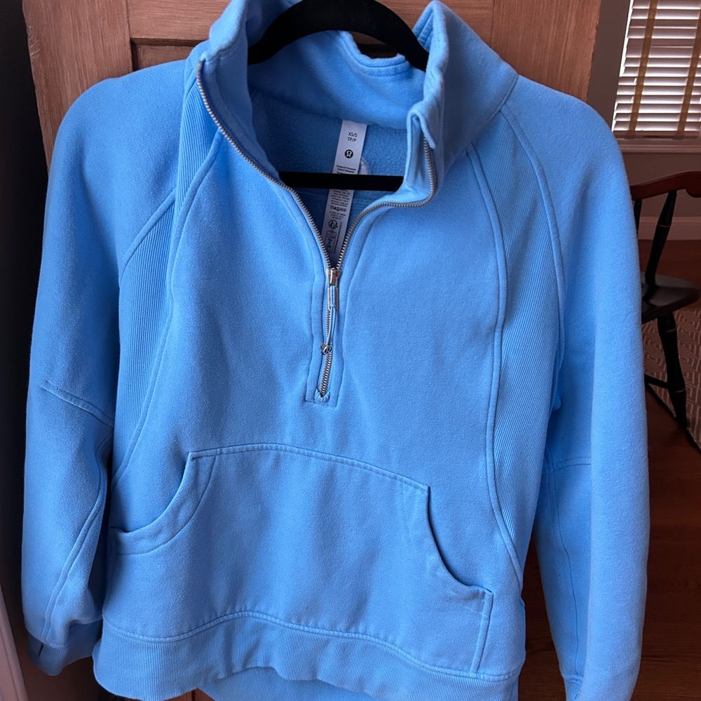 Lululemon Scuba Oversized Funnel-Neck Half Zip Long - Aero Blue, XS/S, like new - Picture 4 of 7